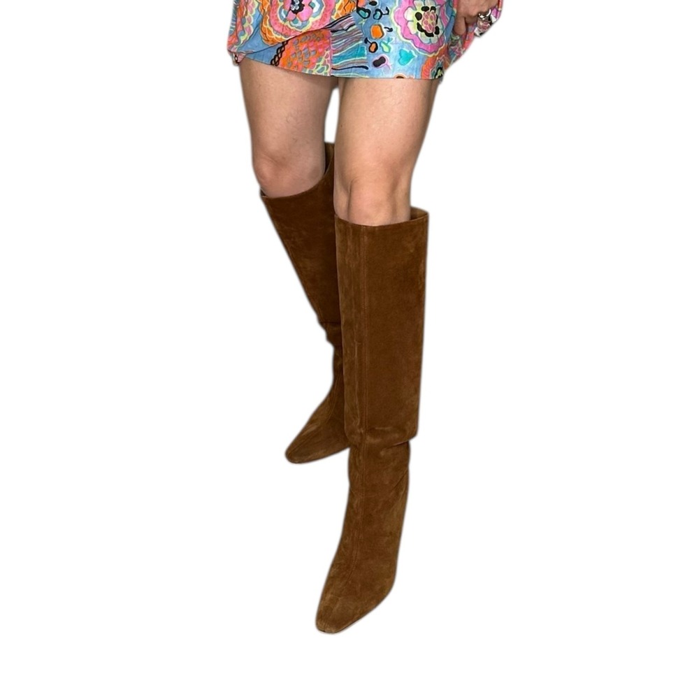 STAUD Wally Tall Brown Suede Leather Boots Women's‎ Size 40 1/2 10.5 Knee High